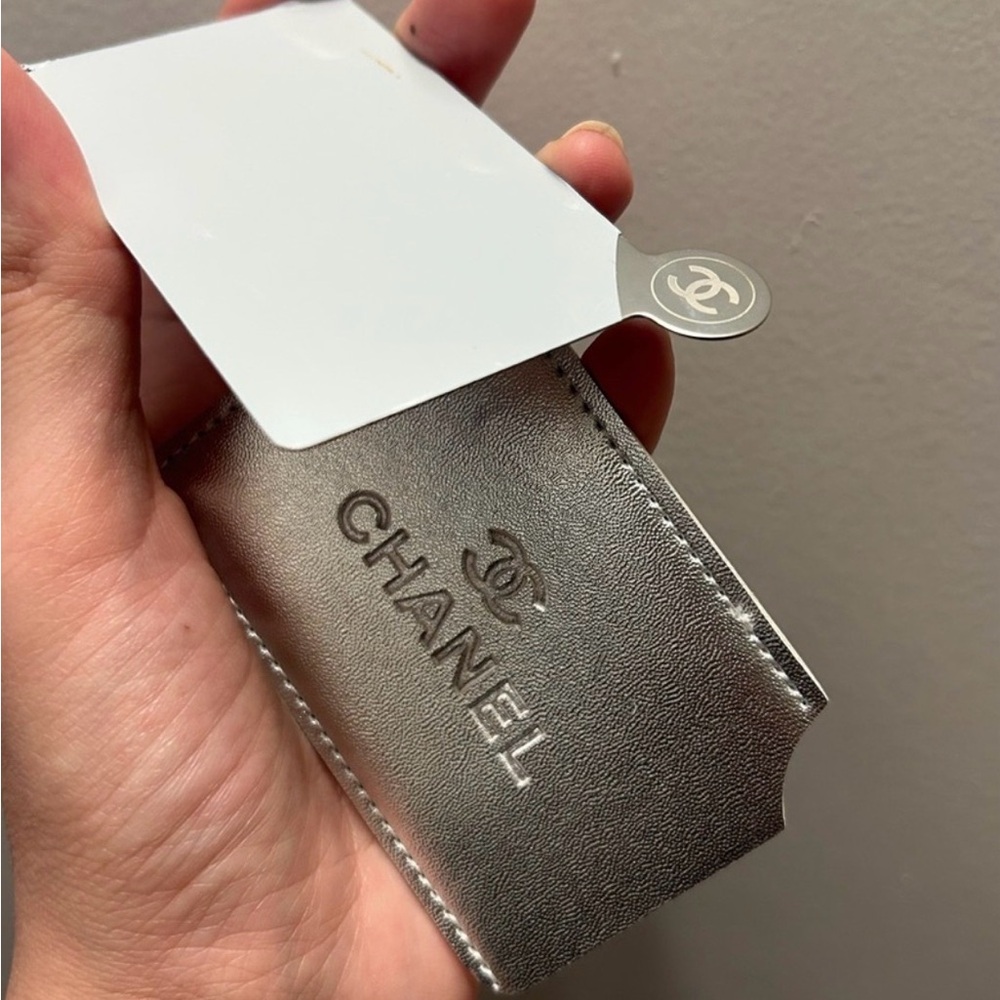 Chanel Silver Portable Rectangle Card Holder/Mirr… - image 3